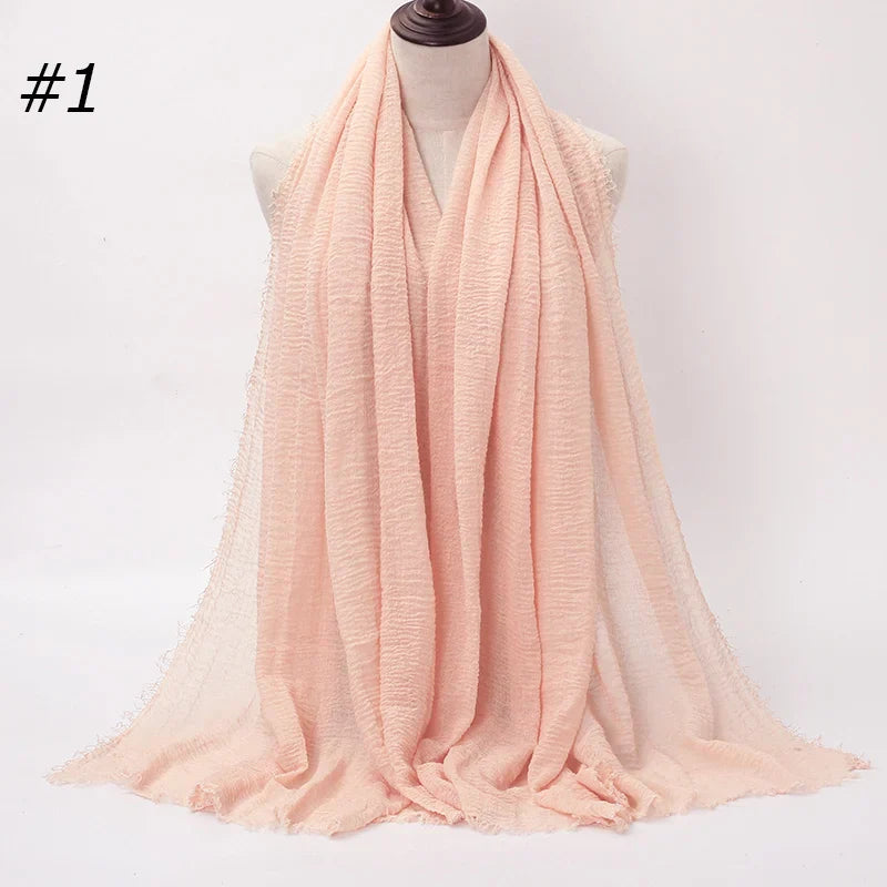 Hot Crinkle Cotton Hijab Scarf Women Scarves Bandana Turban Headscarf Muslim Shawl Africa Wrap Headband Islamic Shawls Headband